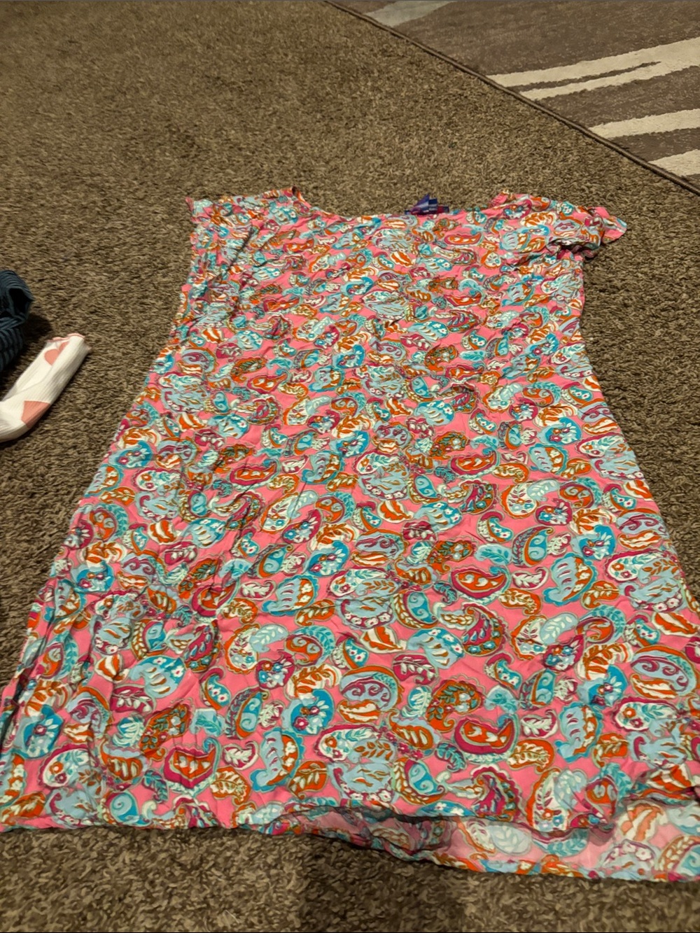 twiggy LONDON Pink Paisley Print Shift Dress with Aqua & Orange Accents